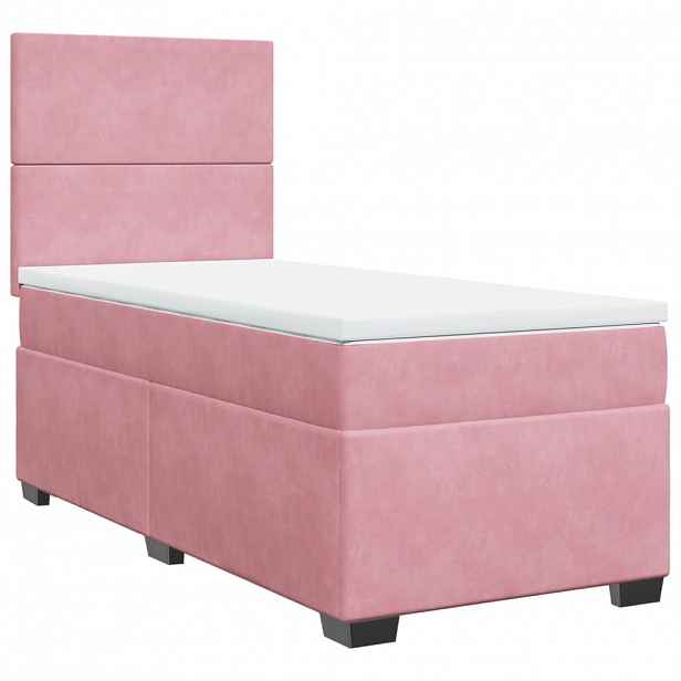 vidaXL Box spring postel s matrací růžová 90x190 cm samet