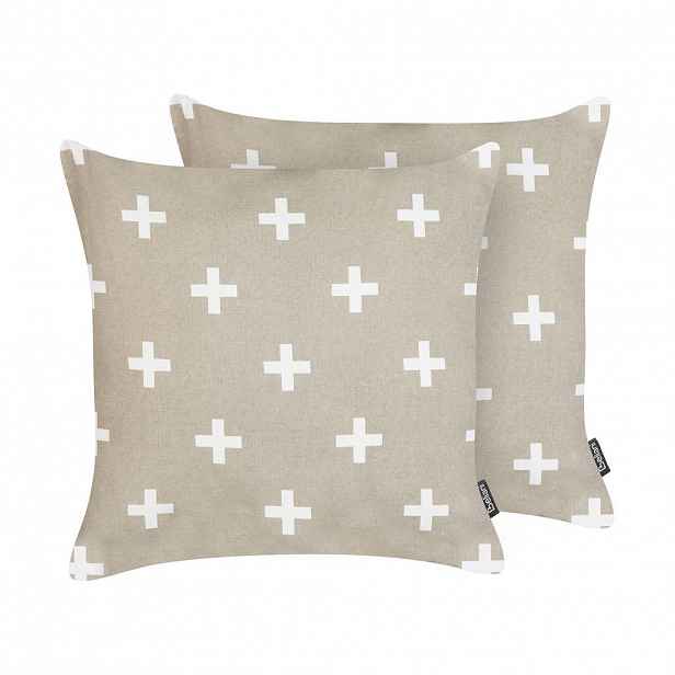 Beliani DEKORATIVNÍ polštář sada 2 ks Taupe 45/45 cm Velleia