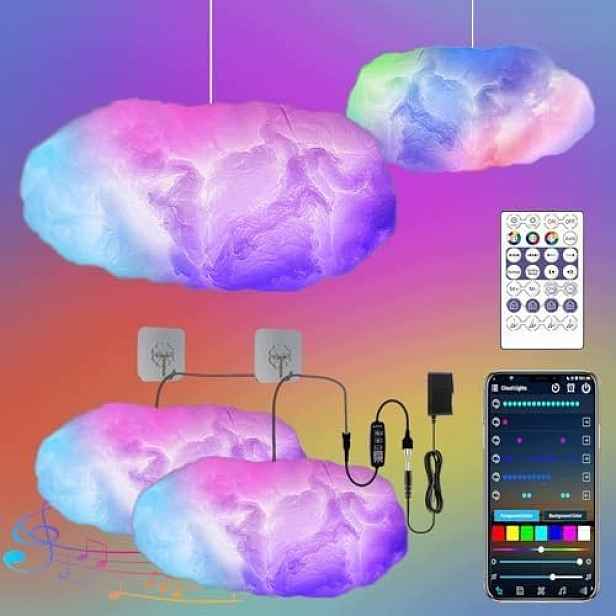 Lichaser 2x lampa Mrak Led Rgb+ic Bluetooth Dálkový Ovladač 2,4G Dekorativní