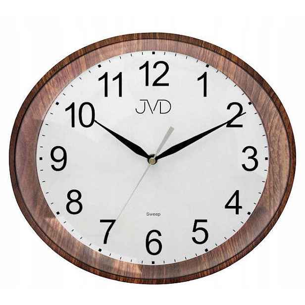 Oválný Tichý Nástěnný Hodinový Stroj Jvd HP664.10 Hnědý