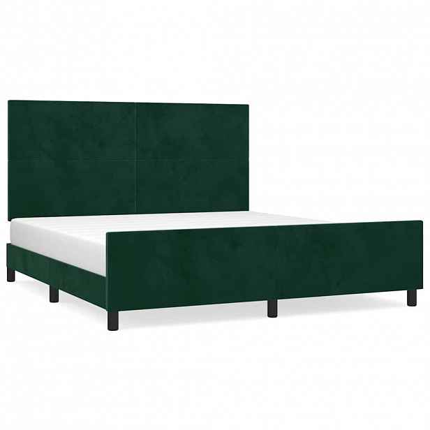 vidaXL Rám postele s čelem tmavě zelený 180x200 cm samet