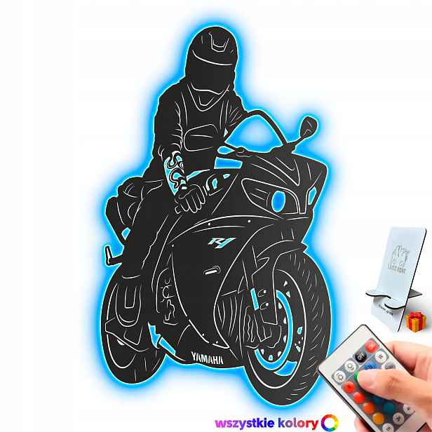 Dřevěný 3D obraz Yamaha R1 Nástěnná Dekorace Dárek Noční Lampa Led XL