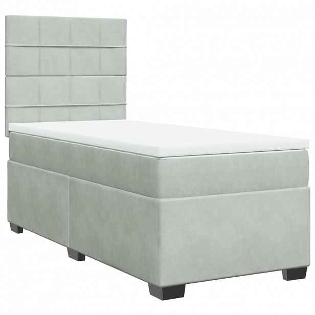 vidaXL Box spring postel s matrací světle šedá 90x190 cm samet
