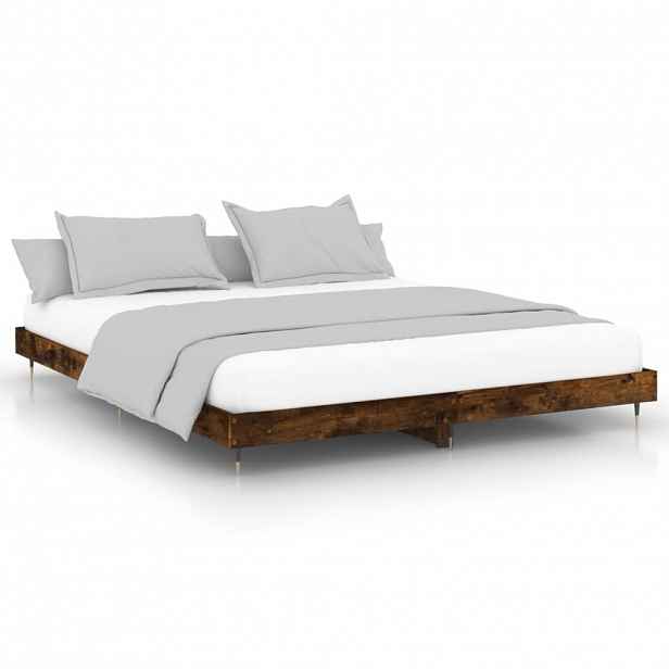vidaXL Rám postele bez matrace kouřový dub 120x200 cm kompozitní dřevo