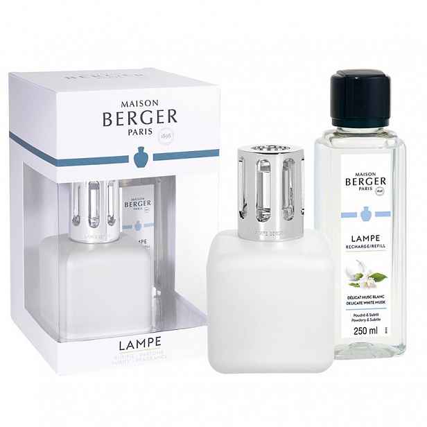 Maison Berger Paris dárková sada: katalytická lampa Glacon + Jemné bílé pižmo, 250 ml