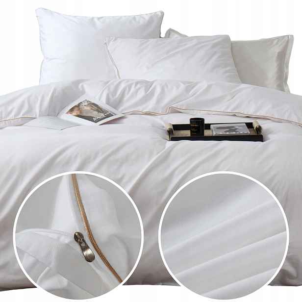 Povlečení Queen Premium Satin 140x200, bílá s elegantní stuhou