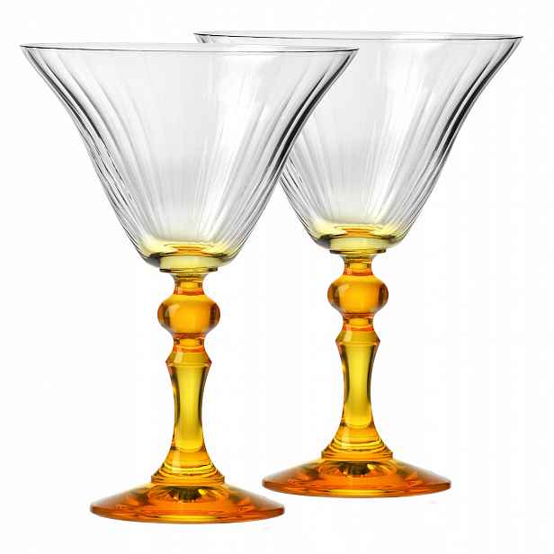 Stínované skleničky Krosno na martini Bubble se žlutou nožkou 170 ml 2ks