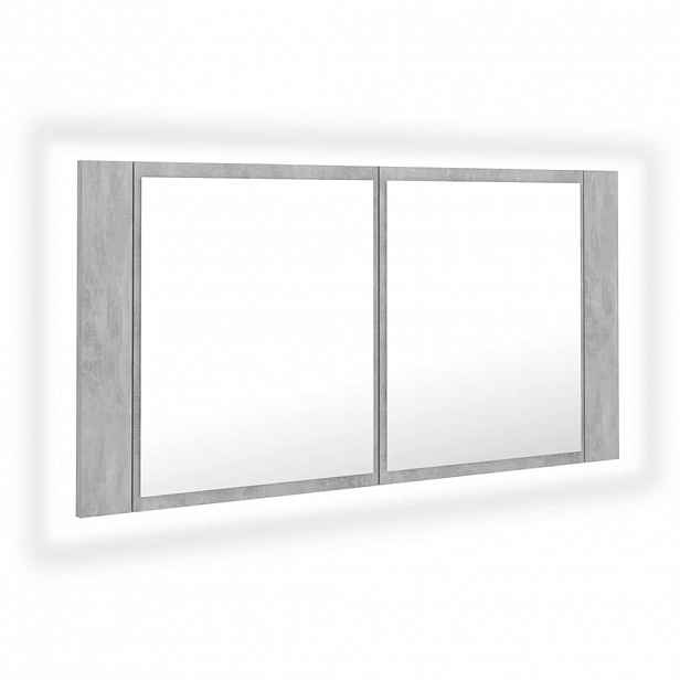 vidaXL LED koupelnová skříňka se zrcadlem betonově šedá 90x12x45 cm
