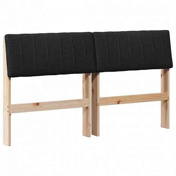 vidaXL Čalouněné čelo postele Černá 140 cm Masivní borové dřevo