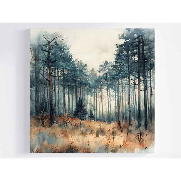 Obraz Na Plátně Canvas Akvarel Krajina Les Stromy Borovice 50x50
