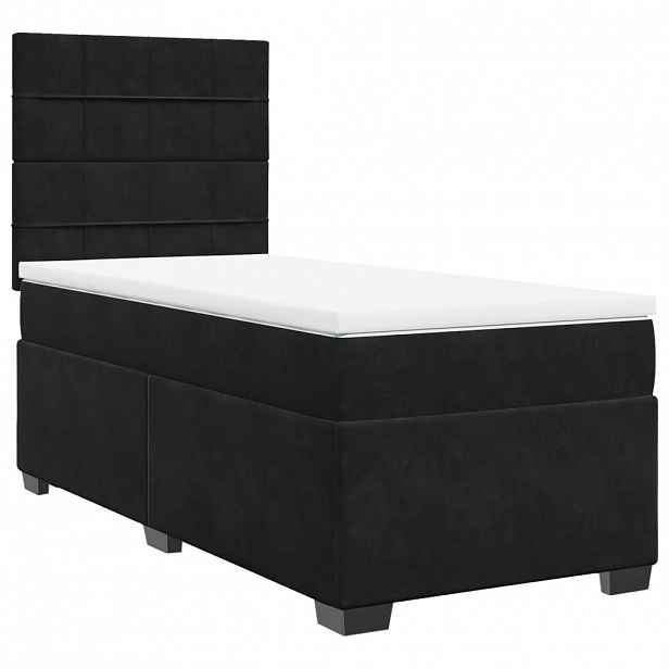 vidaXL Box spring postel s matrací černá 90x190 cm samet