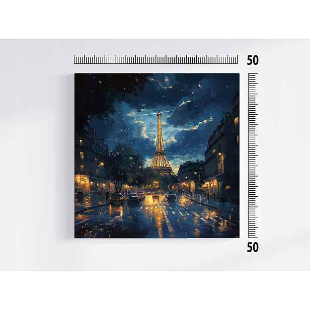 Obraz Na Plátně Canvas Město Paříž Eiffelova Věž Ulice Večer Noc 50x50