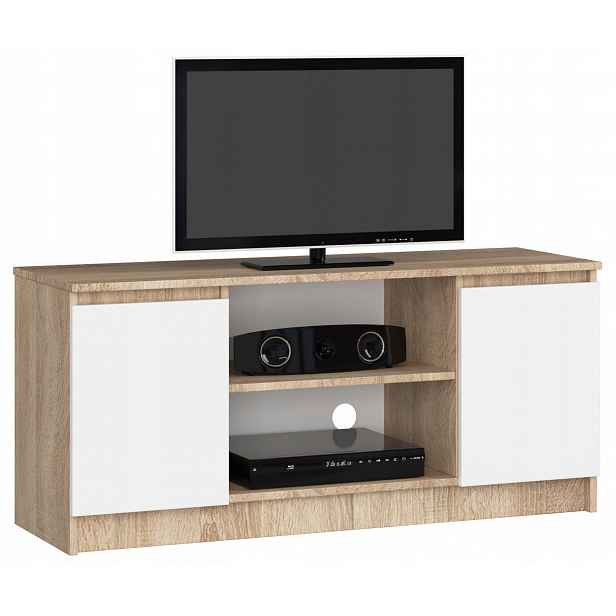 Skříňka Rtv stolek 2D1P 120 cm sonoma-bílá komoda Akd
