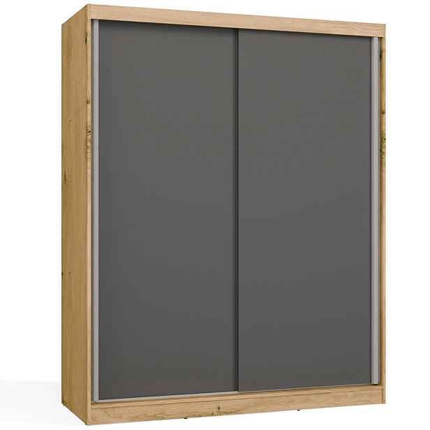 TP Living Šatní skříň Iga s posuvnými dveřmi 160 cm dub Artisan/antracit