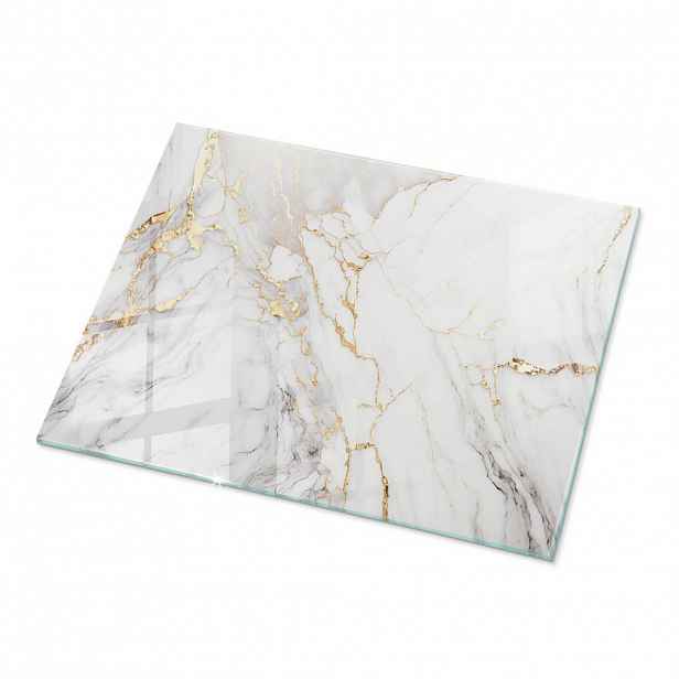TULUP SKLENĚNÁ DESKA 80x60 cm Elegantní mramor s žilkováním
