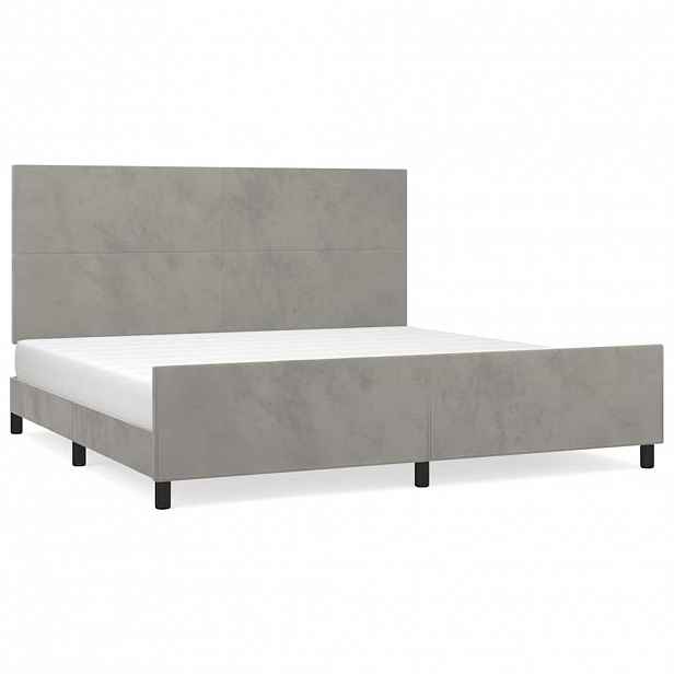 vidaXL Rám postele bez matrace světle šedý 200 x 200 cm samet