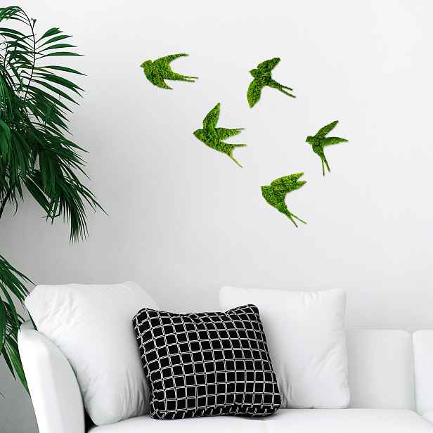 Wallity Nástěnná kovová dekorace Swallows zelená