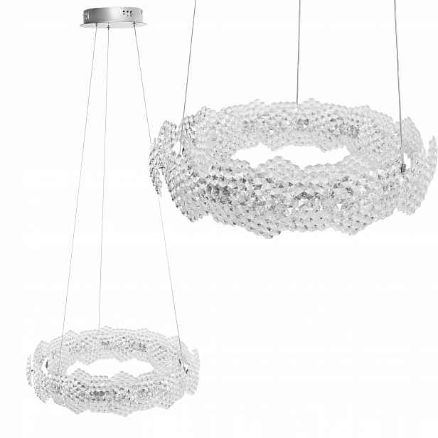 Závěsné Stropní Svítidlo Led Glamour Ring Křišťálová Chromová 47 CM Toolight