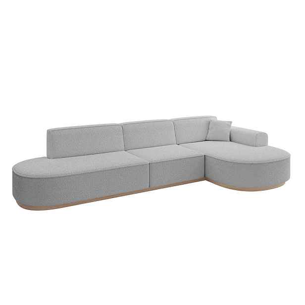ALTDECOR ROHOVÁ SEDAČKA s otomanem, pravá MARI-L2-v1 328x171x83 Světle šedá Buklé
