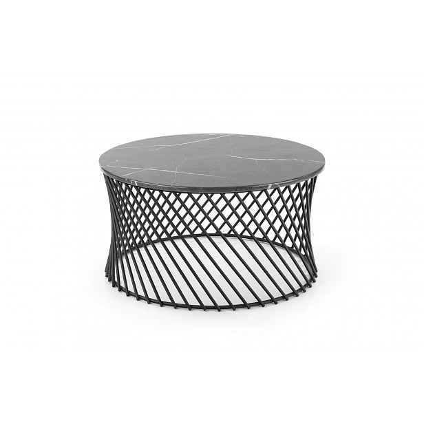 Konferenční stolek URVIK, šedý mramor/černá