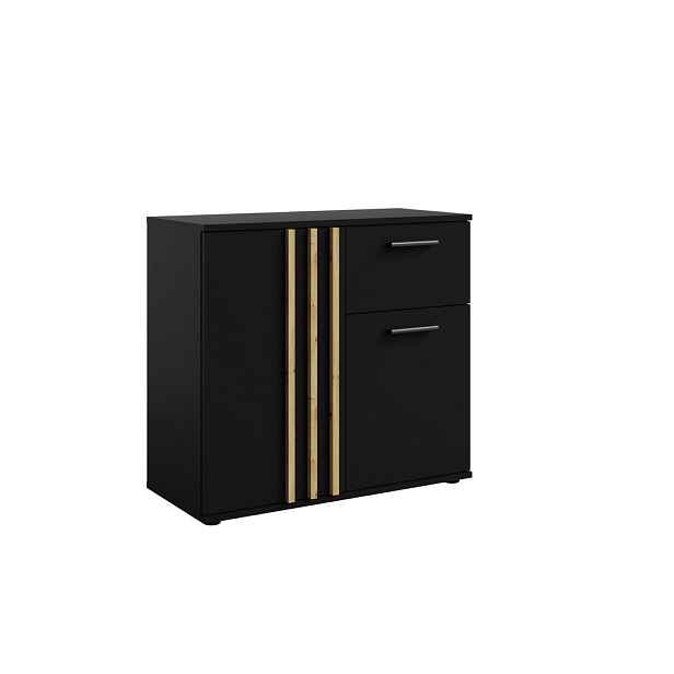 MASSENO KOMODA TECTONIC, 80/72,7/35 cm s 1 zásuvkou a 2 dvířky, černá