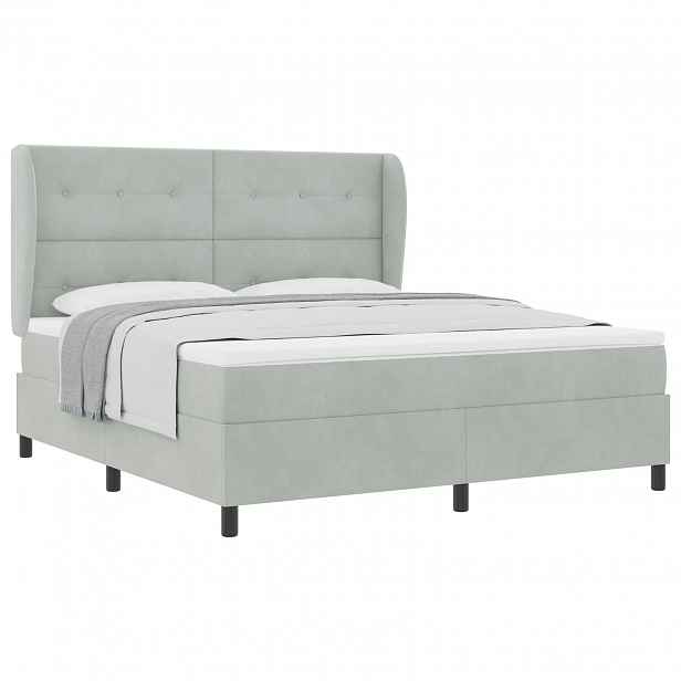 vidaXL Postel s boxspringem s čelo Světle šedá 200 x 180 cm samet