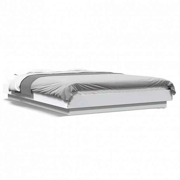 vidaXL Rám postele s LED osvětlením bílý 120 x 190 cm kompozitní dřevo