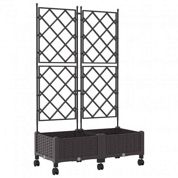 vidaXL Zahradní truhlík s treláží a koly 2 ks Hnědá 80 x 40 x 131,5 cm