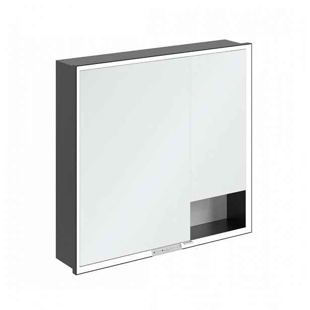 Villeroy & Boch My View+ - Zrcadlová skříňka s LED osvětlením 80x75x17 cm, 2 dvířka, Brilliant White/matná černá B48280VE