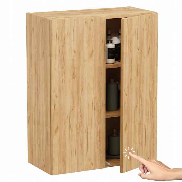 Závěsná koupelnová skříňka velká a široká dub craft zlatý do koupelny 60 cm