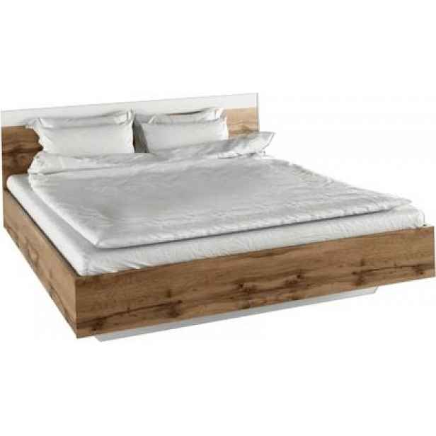Manželská postel GABRIELA, 160x200 cm, dub wotan / bílá