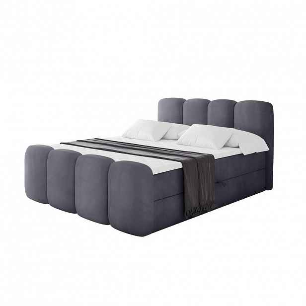 ALTDECOR AMERICKÁ postel s matrací H4 a lamelovým roštem – NINA-Z – 200 x 200 cm – tmavě šedá