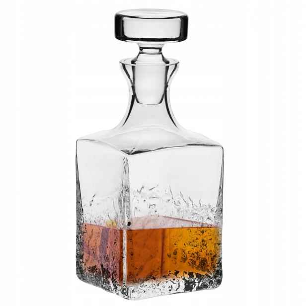 Karafa na whisky Krosno Teroso Unique 550 ml, čtvercová struktura, ruční výroba