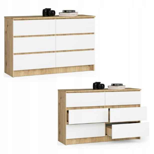 Komoda skříňka K120 6 zásuvek artisan dub-bílá Akd