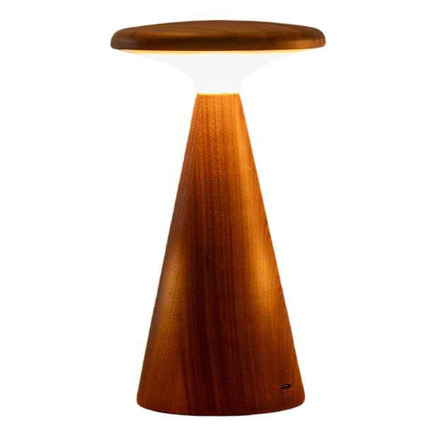 LED stolní lampa v tmavě přírodní barvě s dřevěným stínidlem (výška 14 cm) Sylva – Gingko