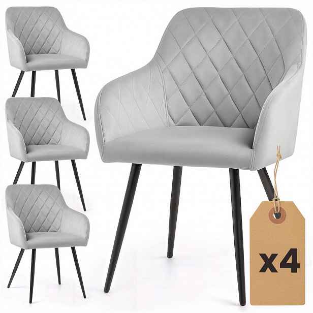 RAUMHIRSCH FURNITURE ČALOUNĚNÁ ŽIDLE, sada 4 ks, kovové nohy šedé, černá 54,5/82/58