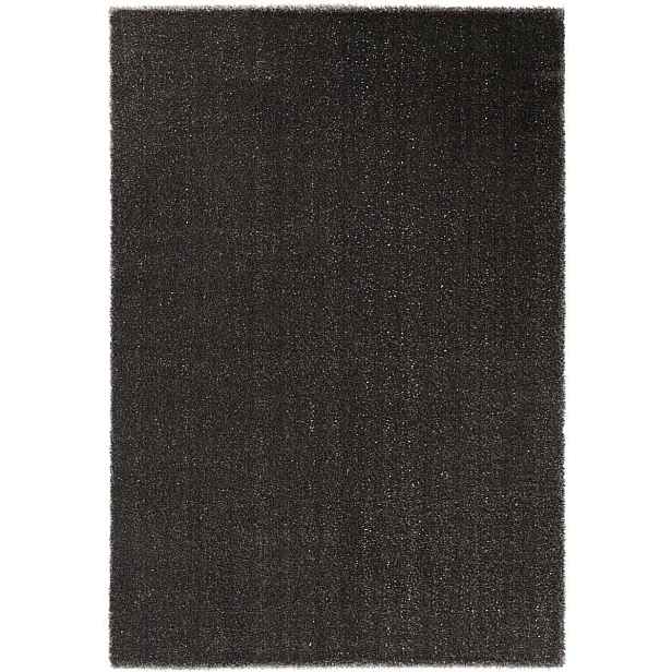 Antracitový koberec do obývacího pokoje, silný koberec typu shaggy, vzor 80x150 cm