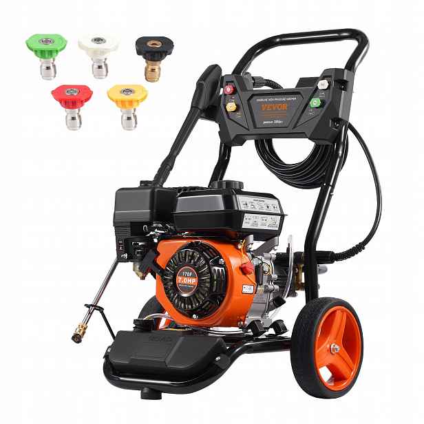 Benzínová tlaková myčka 3950 Psi 10 l/min, 5 trysek pro mytí aut