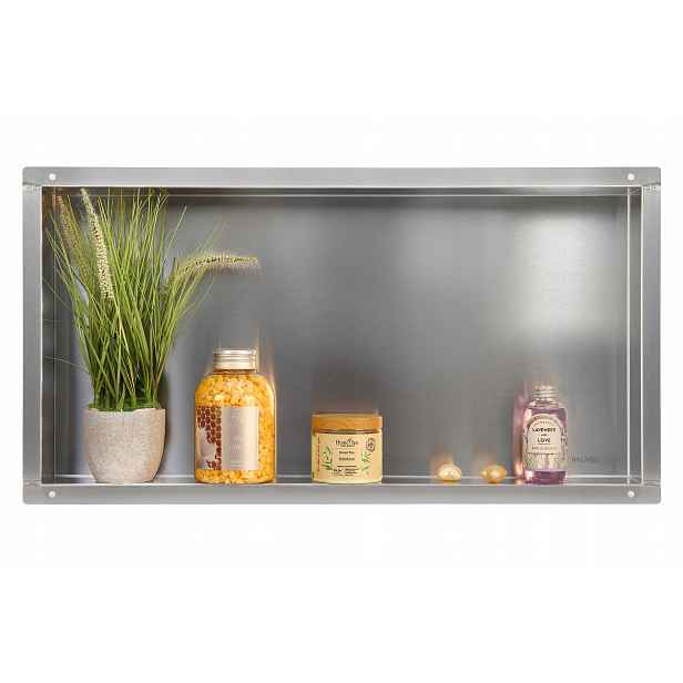 Bezrámečková Polička 60x30x7 cm Inox Nerezová Wall-box No Rim Balneo