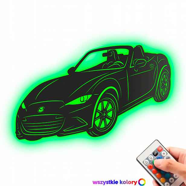 Dřevěný 3D obraz Mazda MX5 Nd Dekorace Dárek Noční Lampa Led XL