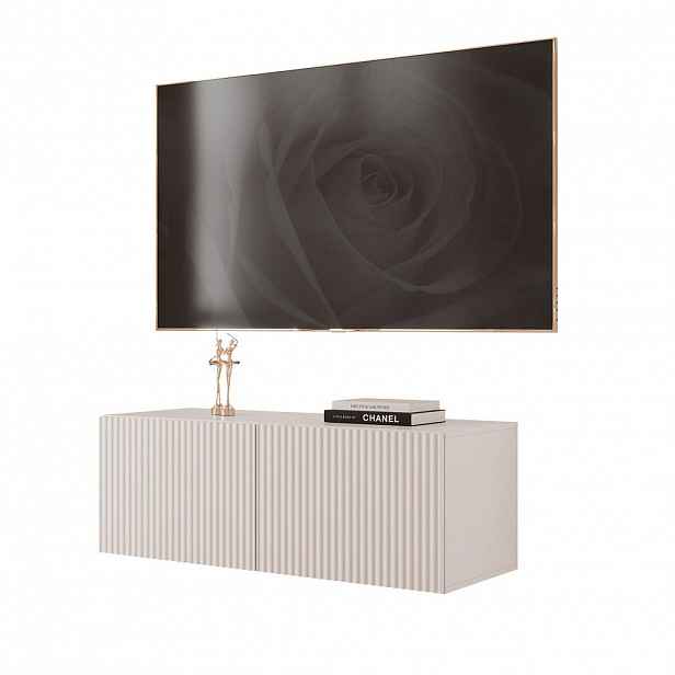 Idohome ZÁVĚSNÁ RTV skříňka ANGEL RÝHOVANÁ 100 cm s LED osvětlením KAŠMÍROVÁ
