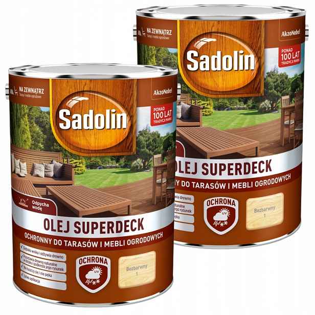 Sadolin Superdeck Olej Na Terasy 10L Bezbarvý Sada 2x5L