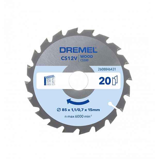 DREMEL - Pilový kotouč CS500 na dřevo, 85x15 mm, 20 zubů 2608846431