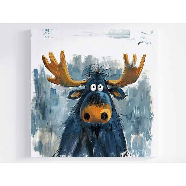 Obraz Na Plátně Canvas Portrét Zábavný Modrý Los Sob Roháč 50x50