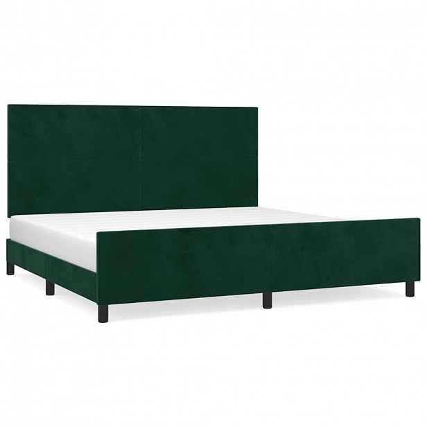 vidaXL Rám postele bez matrace tmavě zelená 200 x 200 cm samet