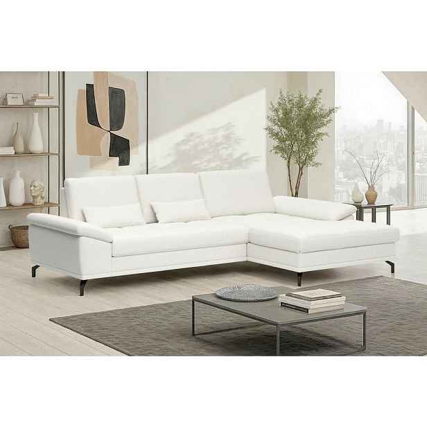 Sit & More ROHOVÁ SEDAČKA, textil, kůže, bílá