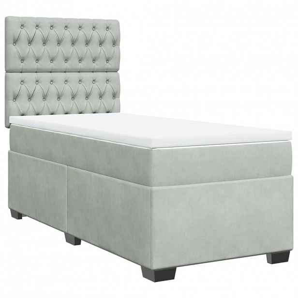 vidaXL Box spring postel s matrací světle šedá 90x190 cm samet