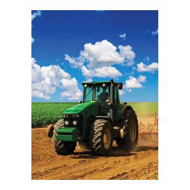 Fototapeta flizelina Zelený traktor na poli krajina slunce 184x254 lepidlo