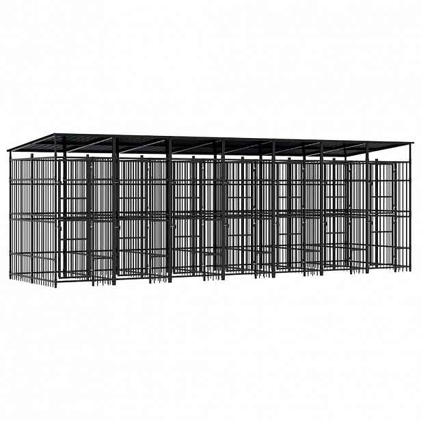 vidaXL Venkovní psí kotec se střechou ocel 12,9 m²
