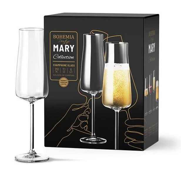 sklen. 210ml, 6ks, MARY BOHEMIA PR., šampus, DB